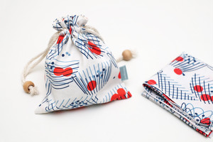 巾着「バスケット」赤色