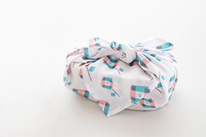 ガーゼハンカチ「スクエアフラワー」ピンク