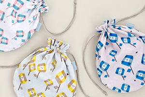 まあるい巾着「スクエアフラワー」